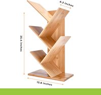 Bibliothèque moderne à 4 niveaux en bambou avec un design d'arbre unique Nouveau design de support de rangement en bois qui maximise l'espace vertical