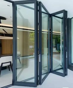 Venta al por mayor de puertas de patio plegables de aleación de aluminio Rotura de puente térmico tamaño personalizado doble vidrio templado para Villa USO COMERCIAL antirrobo - Product Image 3