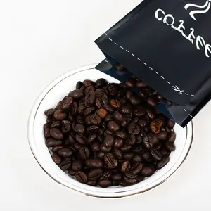Magic Brand Black Coffee Bags With Valve And Zipper Custom Foil Packaging Flat Bottom Coffee Bean Bag