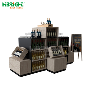 Étagères de supermarché pour les magasins d'alcool Présentoir élégant <span class=keywords><strong>en</strong></span> bois pour le <span class=keywords><strong>vin</strong></span> rouge et le <span class=keywords><strong>vin</strong></span> pour les décorations de magasin Présentoirs de centre commercial - Product Image 1