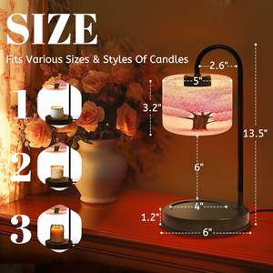 Lámpara calentadora de velas eléctrica con diseño de flores, luz regulable para aromaterapia en interiores, uso en mesa, base de metal con enchufe estadounidense - Product Image 4