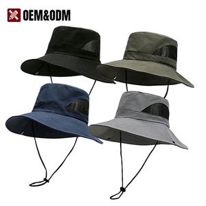 Chapeaux de pêcheur universels ajustables pour hommes et femmes, pour une utilisation en extérieur, chapeaux de randonnée respirants à large bord en maille personnalisée - Product Image 2