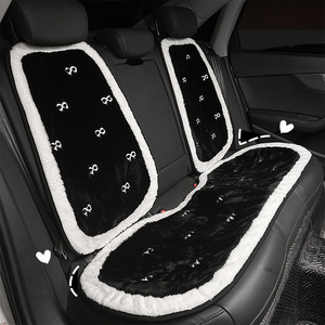 Cojín de asiento de coche de invierno, de felpa, diseño de lazo universal, antideslizante, para las cuatro estaciones, juego de fundas decorativas para asientos. - Product Image 4