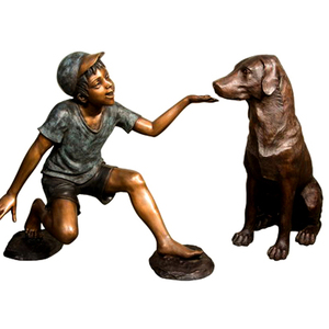 Cina Fabbrica di Promozione Bronzo Ragazzo con la statua Del Cane per la vendita - Product Image 1