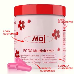 Complément alimentaire multivitaminé OEM, oméga 3, magnésium, <span class=keywords><strong>zinc</strong></span>, vitamine <span class=keywords><strong>D</strong></span>, soutien hormonal, régularité du cycle, capsules pour femmes - Product Image 2