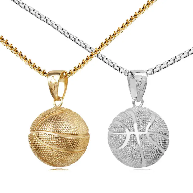 RisingMoon Collar Gold And Silver 2 colors Alloy Basketball Stainless Steel Pendant Necklace Sports Necklace