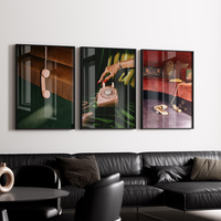 HAOWAI OEMODM 3pcs Set Poster Fashion Mewah, 3 Cetakan Fashion Mewah, Seni Dinding Desainer, Dekorasi Hypebeast, Seni Dinding Gadis Keren