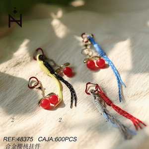 Portachiavi a Forma di Ciliegia in Lega con Nappa a Corda, Ciondolo alla Moda per Borsa o Portachiavi, Confezione da 600 Pezzi - Product Image 3