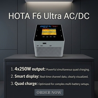 Chargeur intelligent HOTA F6 Ultra Quad Channel AC 500W DC 1000W 15A 1-6S LiPo 4 ports pour pièces de drone FPV RC