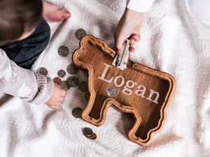 Tirelire Vache en Bois Personnalisable pour Enfants, Décoration de Crèche Thème Ferme, Meilleure Vente - Product Image 5