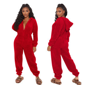 Winter Warm <strong>Pyjamas</strong> Women Cute <strong>Fluffy</strong> Fleece Jumpsuits Sleepwear Overall Plus Size Hooded One Piece Pajamas for <strong>Ladies</strong> - Product Image 4