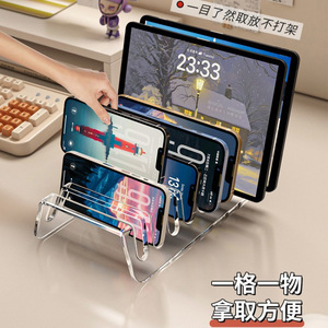 Multi Compartment Acrylic Phone <b>Tablet</b> <b>Stand</b> 5 Layer Desktop Organizer Charging Holder For Mobile Devices - Product Image 3