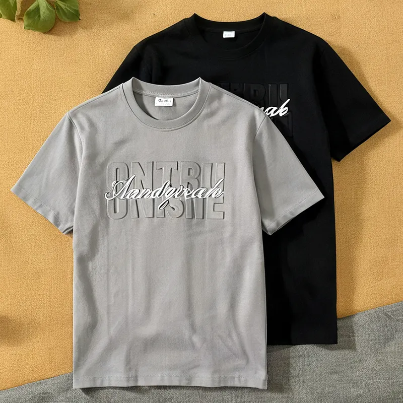 OEM yüksek kalite üretici Pima ağır pamuk tişört özel Logo T Shirt artı boyutu baskı 3d kabartmalı tişörtleri erkek t-shirt