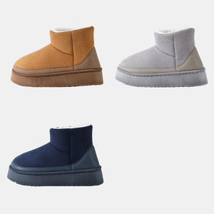 Bottes de neige d'hiver à doublure en fourrure avec logo personnalisé Bottes de neige à la cheville à bout fermé confortables à fond épais pour femmes - Product Image 3