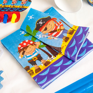 Ensemble de décoration de fête pirate pour enfants, assiettes jetables, tasses, cuillères, fourchettes, fournitures d'anniversaire, 627 petits pirates - Product Image 4