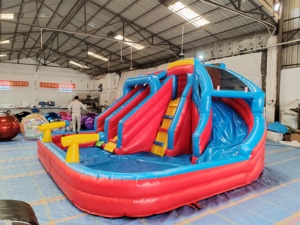 Thương mại ngoài trời Inflatable lớn trượt nước Inflatable trẻ em của trượt với hồ bơi - Product Image 4