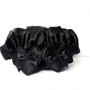 Double Layer Satin Bonnet with Detachable <b>Eye</b> <b>Mask</b> Night Cap for Curly Natural Hair Reduces Frizz Locks Moisture Promotion Gifts - Product Image 4