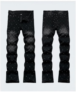 Punk Style Pantalon <span class=keywords><strong>Noir</strong></span> Adolescents Exotique Brodé Conception <span class=keywords><strong>Jeans</strong></span> Style Bouton Lavé - Product Image 1