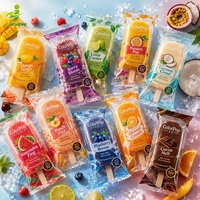 Sachets personnalisés imprimés colorés thermoscellables pour bâtonnets de crème glacée, emballages transparents en BOPP pour sucettes glacées, sacs en plastique pour bâtonnets de glace