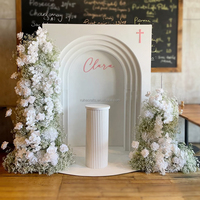 Arche de fleurs artificielles en soie avec hortensias verts et roses rose poudré pour décoration de mariage et de fête