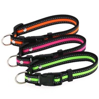 Collier de luxe en nylon réfléchissant pour petits chiens, personnalisable, pour usage extérieur, avec clip de sécurité réglable, confortable, toutes saisons
