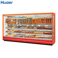 Réfrigérateur vertical multi-étages ouvert pour viandes froides et saucisses, vitrine de présentation pour supermarchés et boucheries
