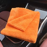 Serviette de nettoyage en microfibre sans bords, en polaire corail, coupée par ultrasons, chiffon de lavage en microfibre, serviette de lavage de voiture en microfibre