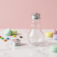 Bouteille transparente en PET de 50 ml en forme d'ampoule avec bouchon à vis en aluminium, récipient décoratif en plastique pour boissons, idéal pour les fêtes DIY et Noël