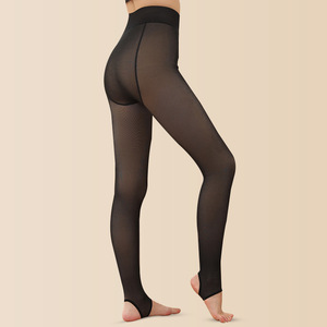 Collants thermiques épais et translucides pour femmes, à taille haute, doublés de polaire noire, pour l'hiver - Product Image 5