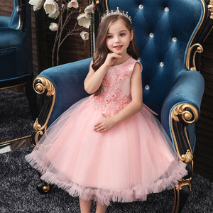 Princess Tulle Dress For Girls Pink Mesh Skirt Stage Performance Costume Summer 2020 - Product Image 4