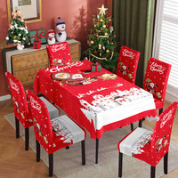 Nouvel ensemble de nappe de Noël et de housses de chaise extensibles – Décoration festive pour la maison, nappe de table imperméable et anti-poussière