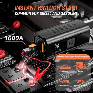 ฮงยี่ ว่านเซียง เครื่องจั๊มพ์สตาร์ท 10000mAh 100W พาวเวอร์แบงค์แบบพกพา พร้อมปั๊มลมเติมลมยาง ไฟฉุกเฉิน และไฟ LED - Product Image 4