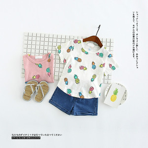 เสื้อยืดสับปะรดสำหรับผู้หญิงเสื้อยืดพิมพ์ลายได้หลายสีสำหรับฤดูร้อนในต่างประเทศ - Product Image 1