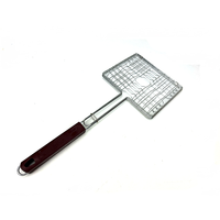 Grille extérieure en acier inoxydable pour quatre hamburgers, panier de barbecue avec longue poignée