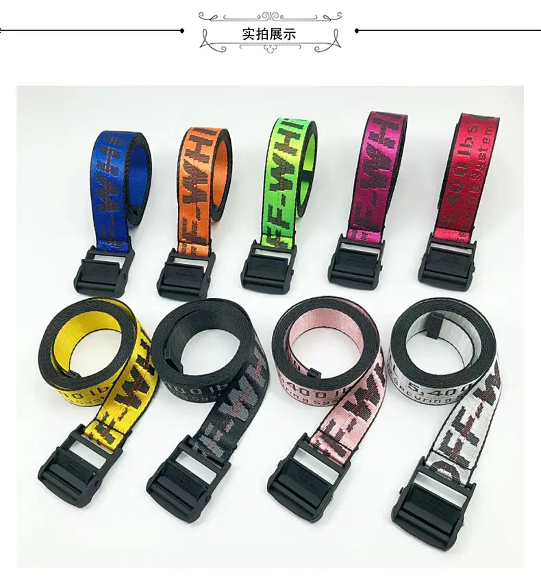 Factory Direct Selling Canvas Alphabet Webbing Belt Fashion Industrial Style Embroidery Off-whit Letter Belt