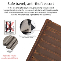 Portefeuille multifonctionnel vintage en cuir véritable Crazy Horse avec plusieurs emplacements pour cartes et pochette pour documents