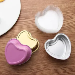 55ml Zinn folie Aluminium folie Pudding becher mit Deckel Herzförmige Einweg-Mini-Mousse-Cupcake-Behälter Backform