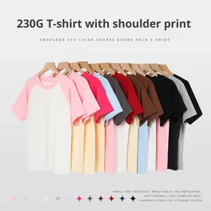 Camiseta de Verano para <span class=keywords><strong>Mujer</strong></span>, 230G, Casual, Raglán, con Bloques de Color, Elástica, de Hilo Spandex, Manga Corta, Corte Holgado - Product Image 5