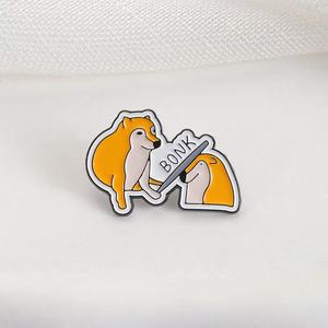 Broches de Metal con Diseño de Perro Shiba Inu <span class=keywords><strong>BONK</strong></span> Beat Amarillo, Pin de Solapa, Joyería Divertida para Regalo, Venta al Por Mayor - Product Image 3