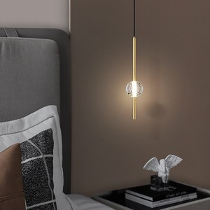 โคมไฟห้อยข้างเตียงสไตล์มินิมอลสมัยใหม่ แสงวอร์มไวท์ LED ขั้ว E14 หัวเดียว สายยาว คริสตัล ตกแต่งบ้าน - Product Image 3