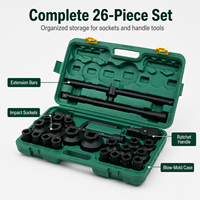 Garantie de Qualité Nouveau Style GOF 26 pièces Jeu de Douilles à Chocs en Acier Chrome Vanadium Kit d'Outils Manuels pour Réparation et Jardinage OEM