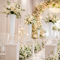 Grands ensembles modernes noir et blanc Vase de mariage floral en verre Centres de table artificiels Vase décoratif Station