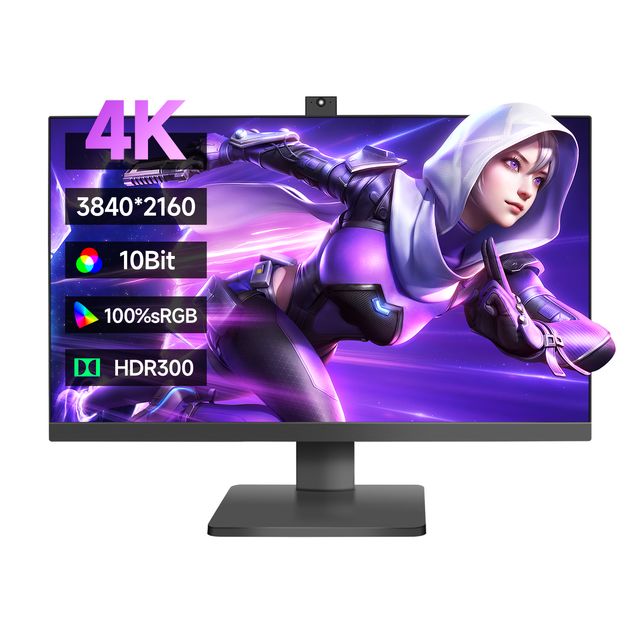 Factory Price 23.8 24 27 Inch 60Hz 75Hz 165HZ 1K 2K 4K Gaming Monitor Wide Screen Desktop Pc LED Backlight Monitor with Camera
