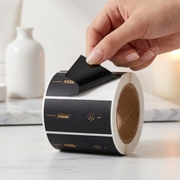 Étiquettes personnalisées noires mates pour cosmétiques - Étiquettes d'emballage de luxe en feuille d'or pour flacons de sérum et pots de crème