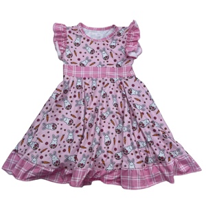Qingli OEM Custom Kids Easter Clothes per bambini <span class=keywords><strong>abiti</strong></span> da bambina <span class=keywords><strong>18</strong></span> 24 mesi disegni di <span class=keywords><strong>abiti</strong></span> da bambina tessuto di seta latte - Product Image 4