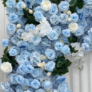 Arche florale carrée artificielle réaliste en soie, roses bleu ciel et blanches, pour mariage et décoration de rentrée scolaire - Product Image 4