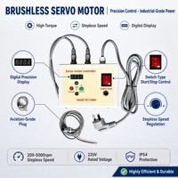 Kit de moteur servo sans balais 2200W avec contrôleur de démarrage/arrêt à distance et arbre fileté de 15 mm pour ponceuse à bande et tour vertical