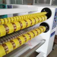 Klebstoff BOPP Cello band Jumbo Roll transparent gelblich Bands ch neider Auf wickler Schlitz schneiden Rückspul maschine Set besten Preis