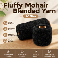Fil à tricoter léger et moelleux Pom Pom en stock, 1/12Nm, acrylique, nylon, polyester, laine, style mohair épais pour tissage