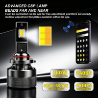 Kit de phares de conduite automobile TOPOWL H8 H11 160W 32000 Lumens 6000K LED intelligent avec contrôle par application, ajustement universel